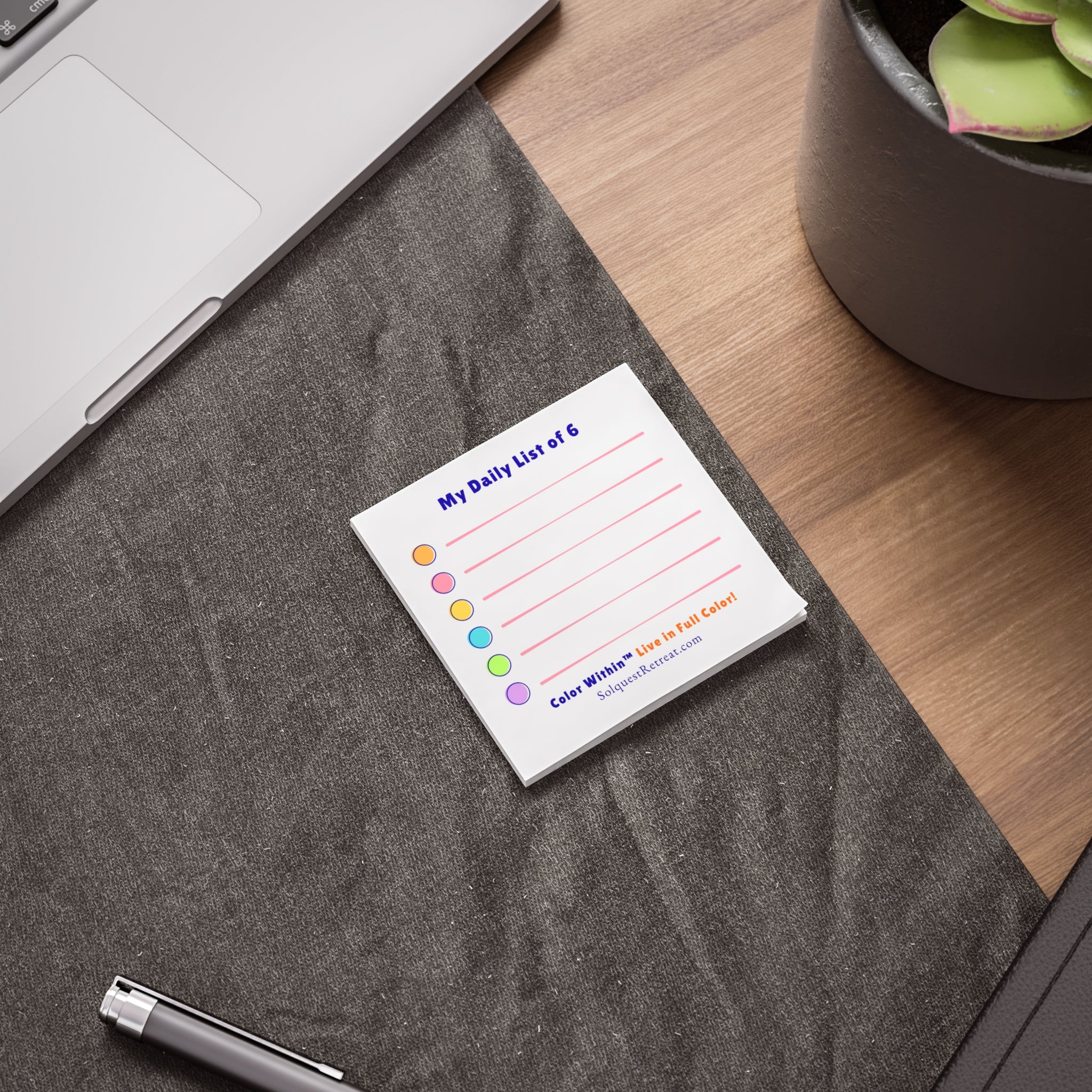 My Daily List of Six — Colorful Daily To-Do Post-It Note Pads