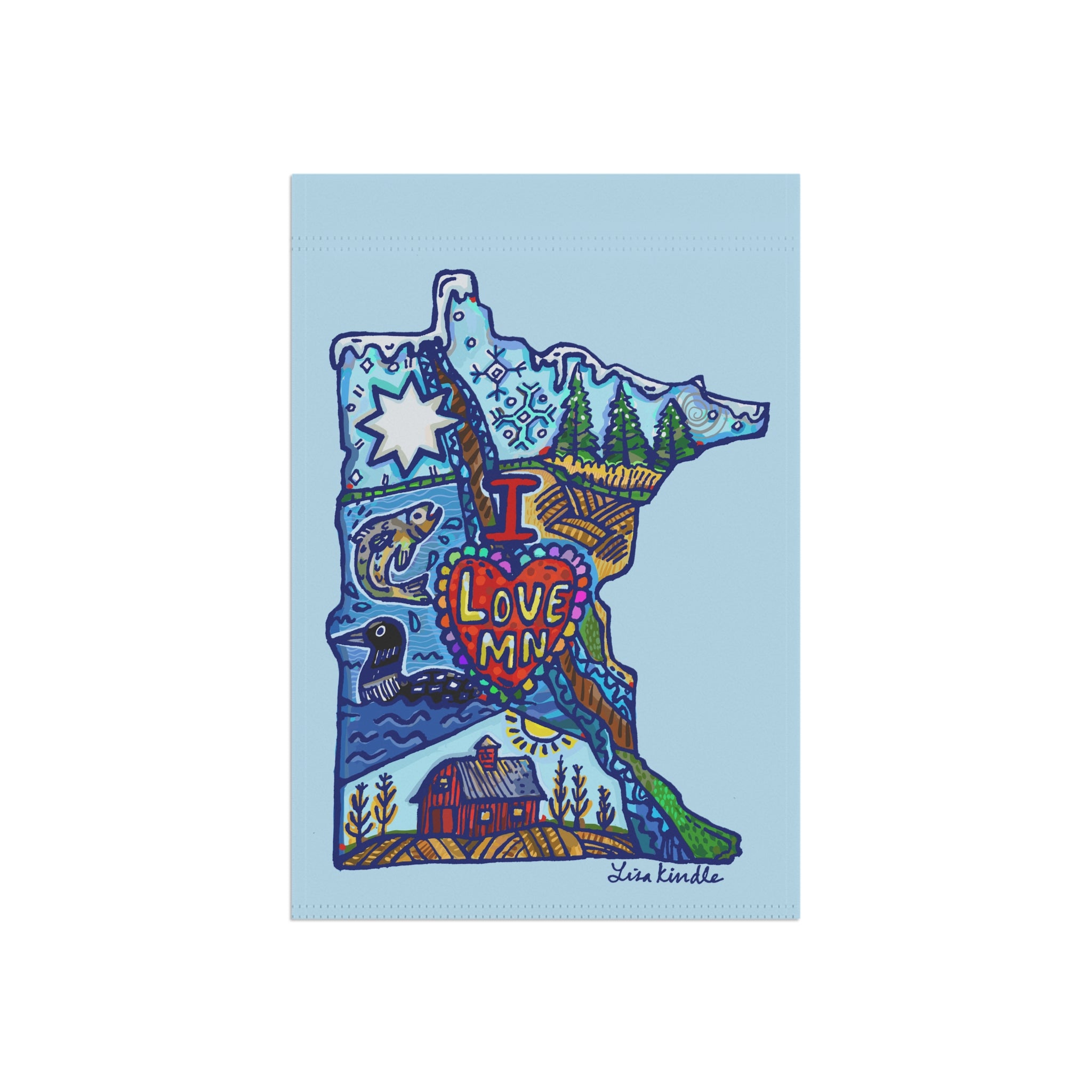 Minnesota I Love MN Garden Flag – Decorative House & Yard Banner