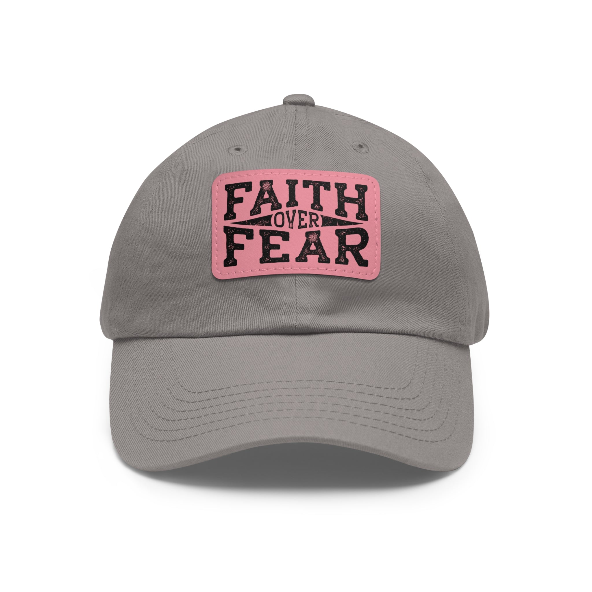 Faith Over Fear Leather Patch Dad Hat — Inspirational Christian Baseball Cap
