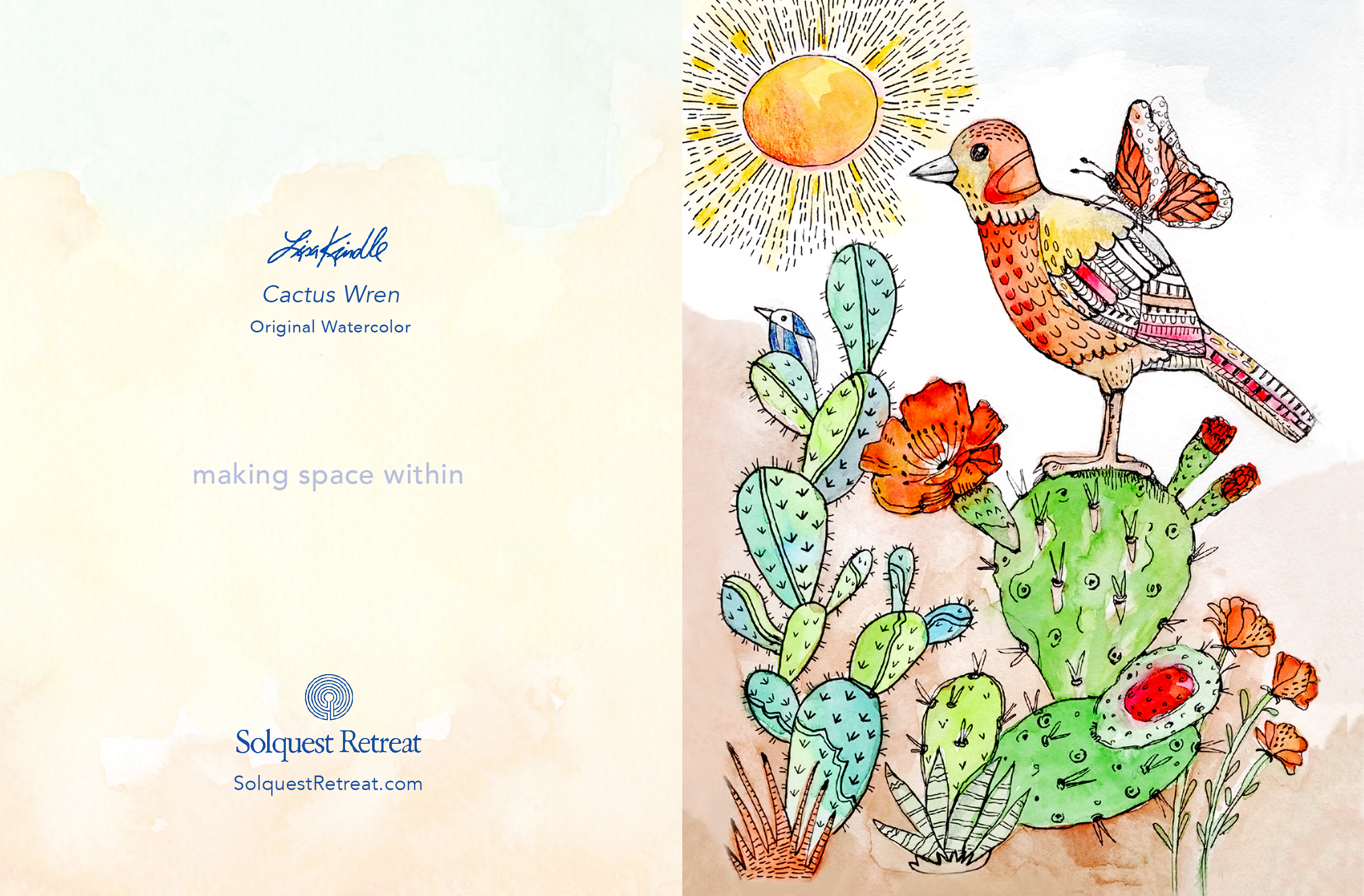 Cactus Wren Blank Greeting Card