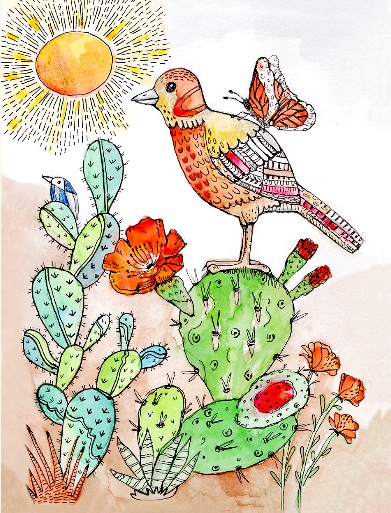 Bird & Bloom Collection: Set of 3 blank note cards