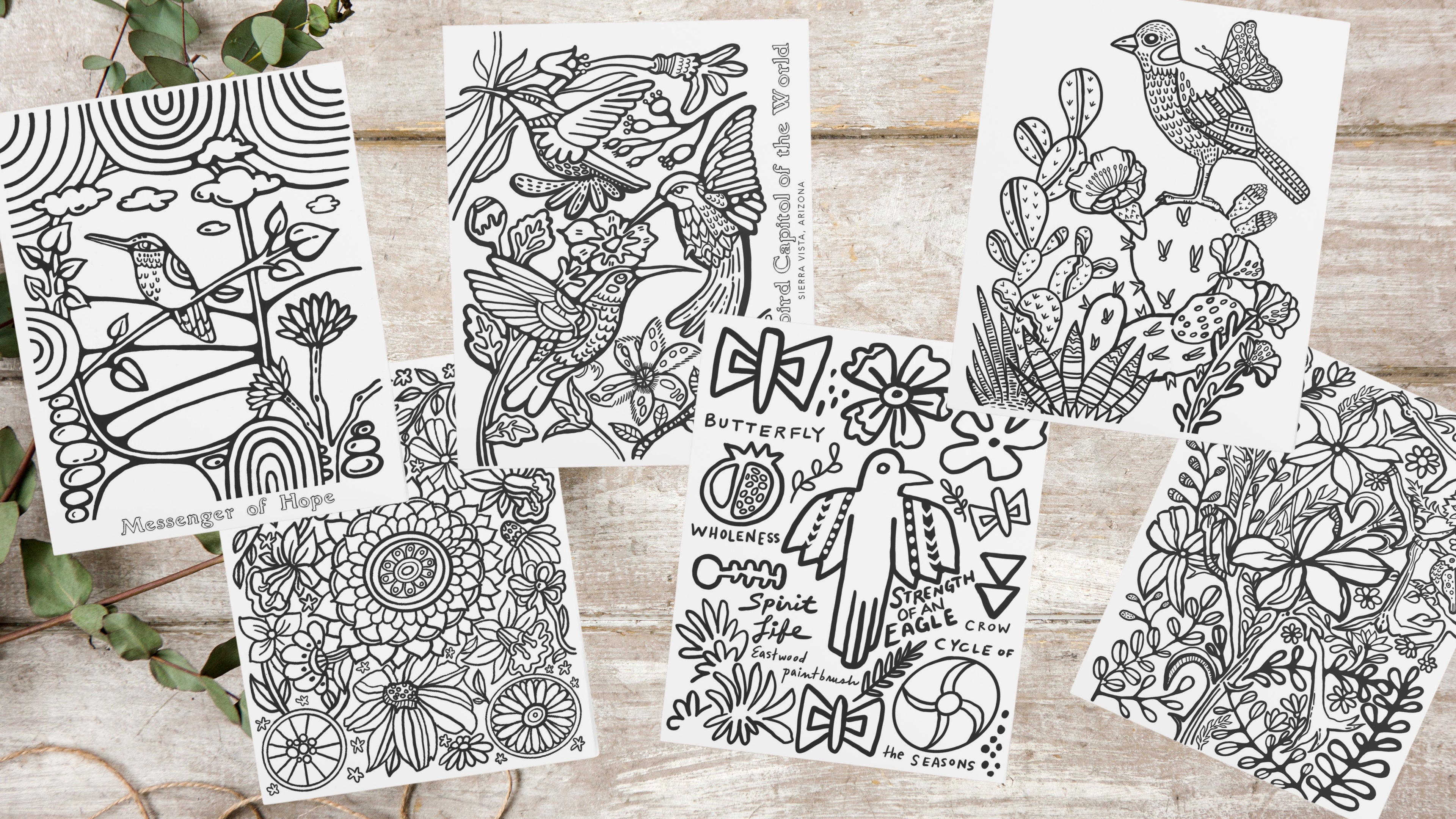 Mindful Art Coloring Cards — Complete Set of 6