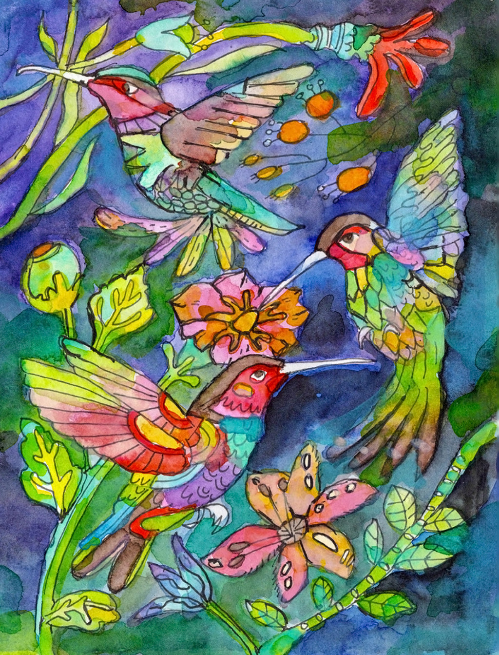 Bird & Bloom Collection: Set of 3 blank note cards