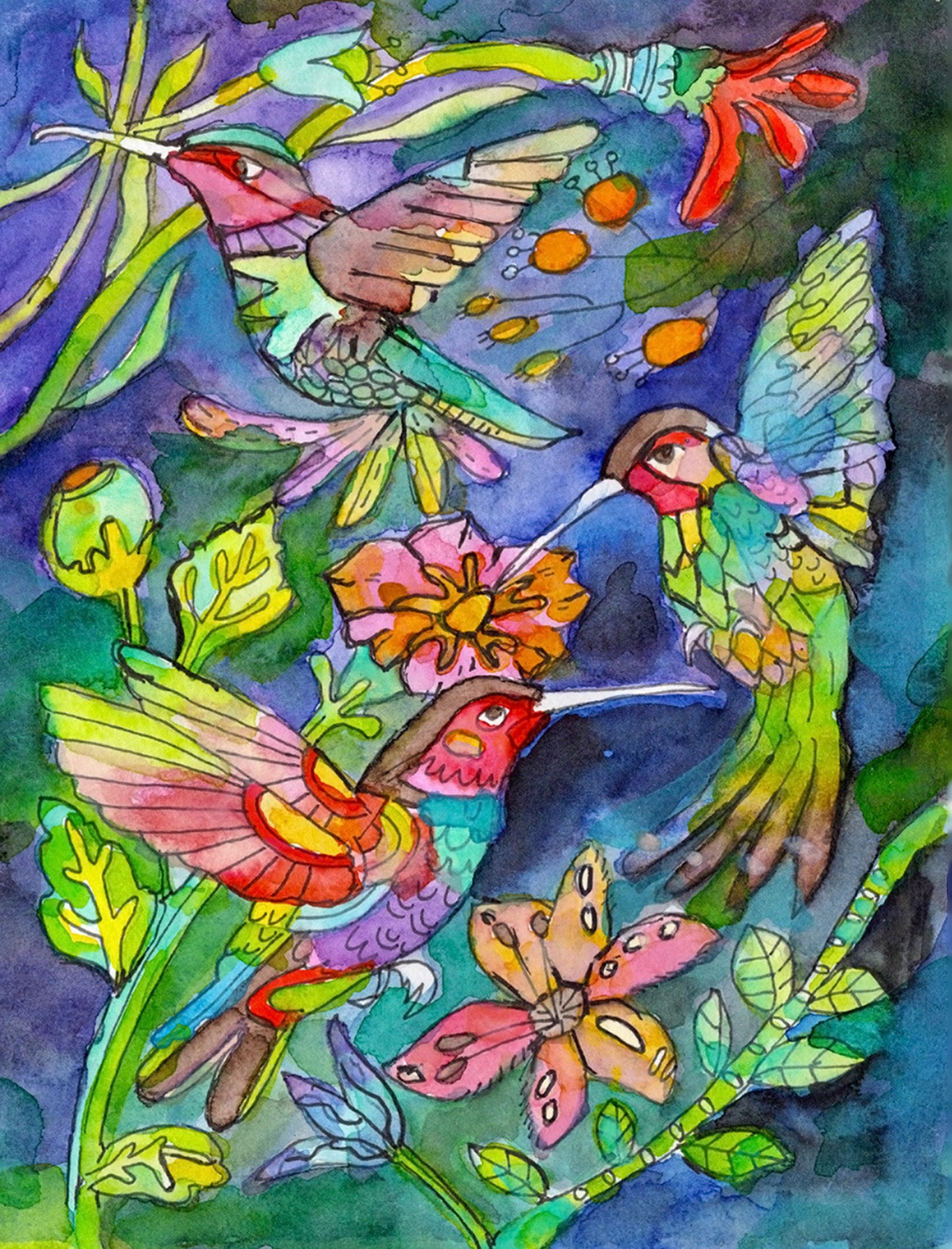 Bird & Bloom Collection: Set of 3 blank note cards