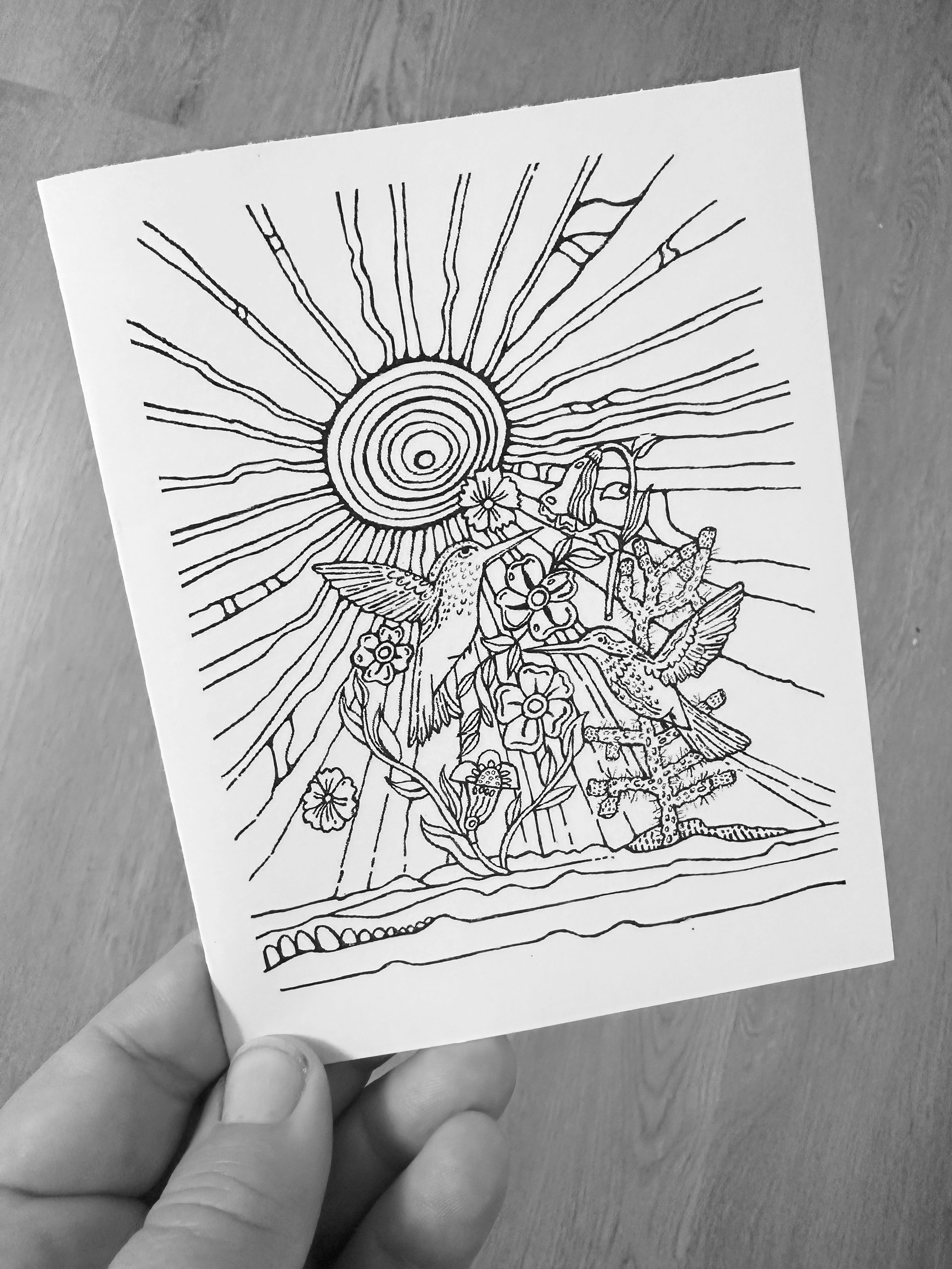 Hummingbirds in the Desert Set of 3 Note Cards