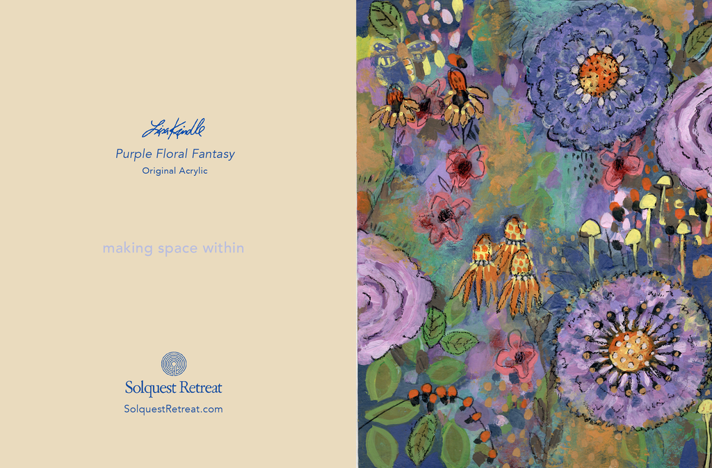 Purple Floral Fantasy: Blank Note Card