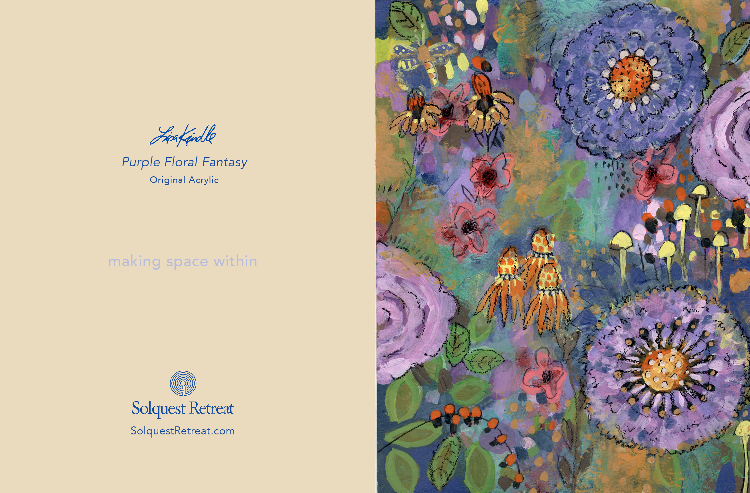 Purple Floral Fantasy: Blank Note Card