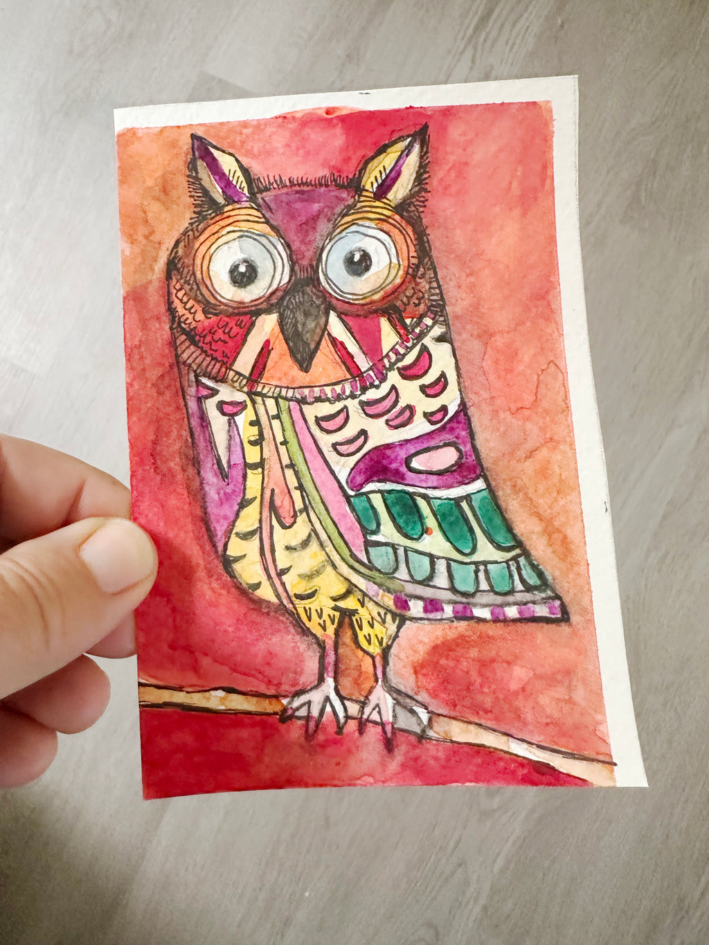 WISE OWL l ORIGINAL MINI ART SERIES  l  Patches the Owl