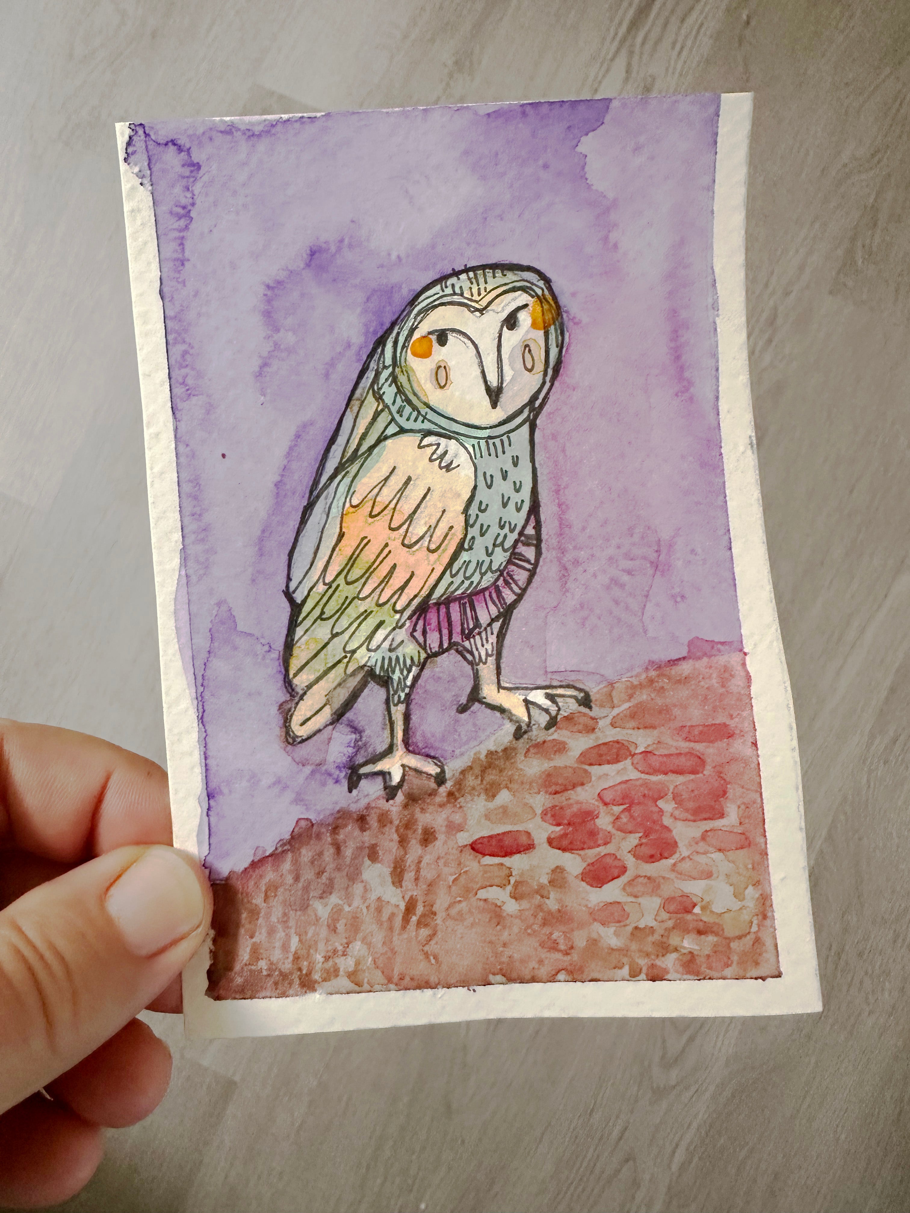 WISE OWL l ORIGINAL MINI ART SERIES  l  Patches the Owl