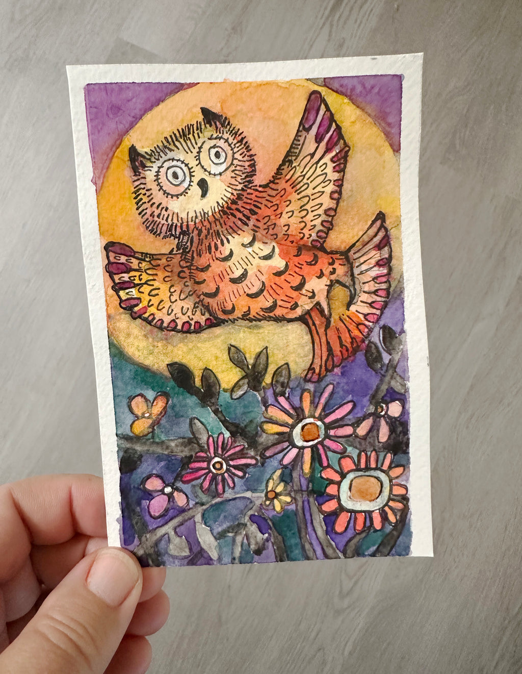 WISE OWL l ORIGINAL MINI ART SERIES  l  Patches the Owl