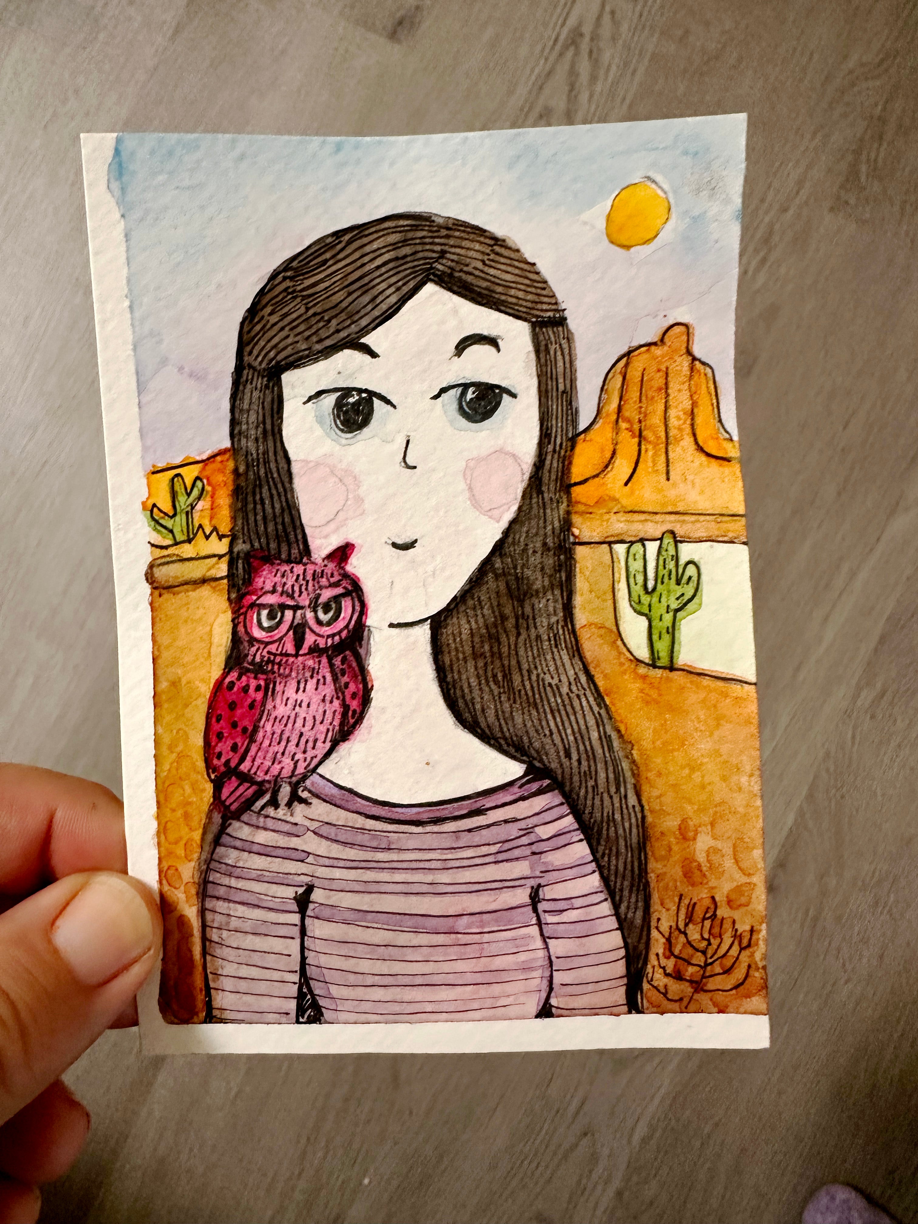 WISE OWL l ORIGINAL MINI ART SERIES  l  Patches the Owl