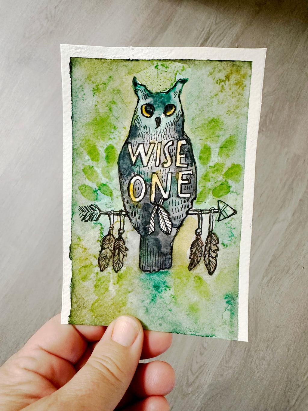 WISE OWL l ORIGINAL MINI ART SERIES  l  Patches the Owl