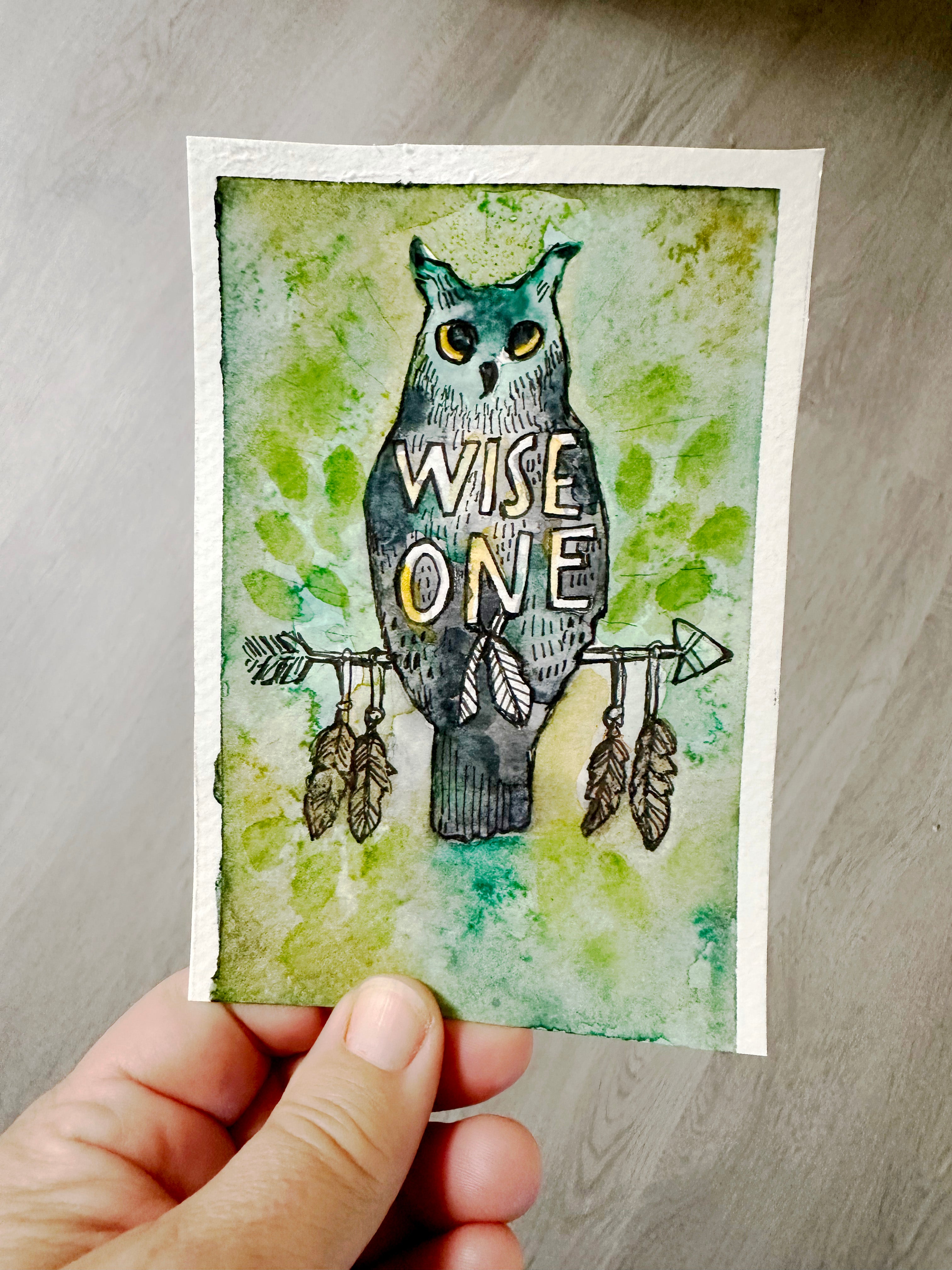 WISE OWL l ORIGINAL MINI ART SERIES  l  Patches the Owl