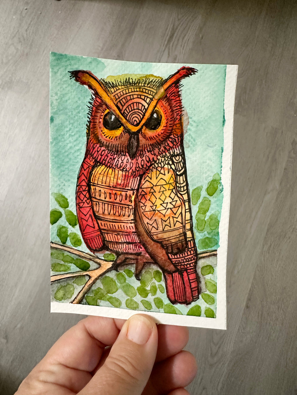 WISE OWL l ORIGINAL MINI ART SERIES  l  Patches the Owl